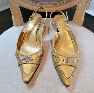 FENDI Selleria GOLD kitten heels